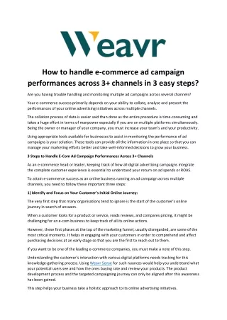 How to handle e-commerce ad campaign performances across 3 channels in 3 easy steps