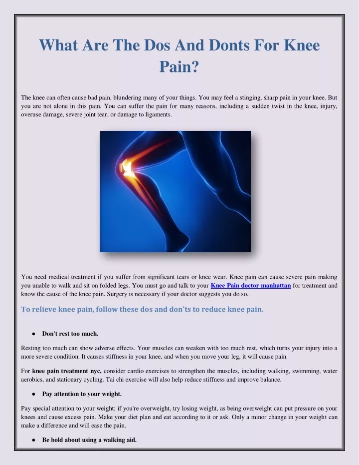 what are the dos and donts for knee pain