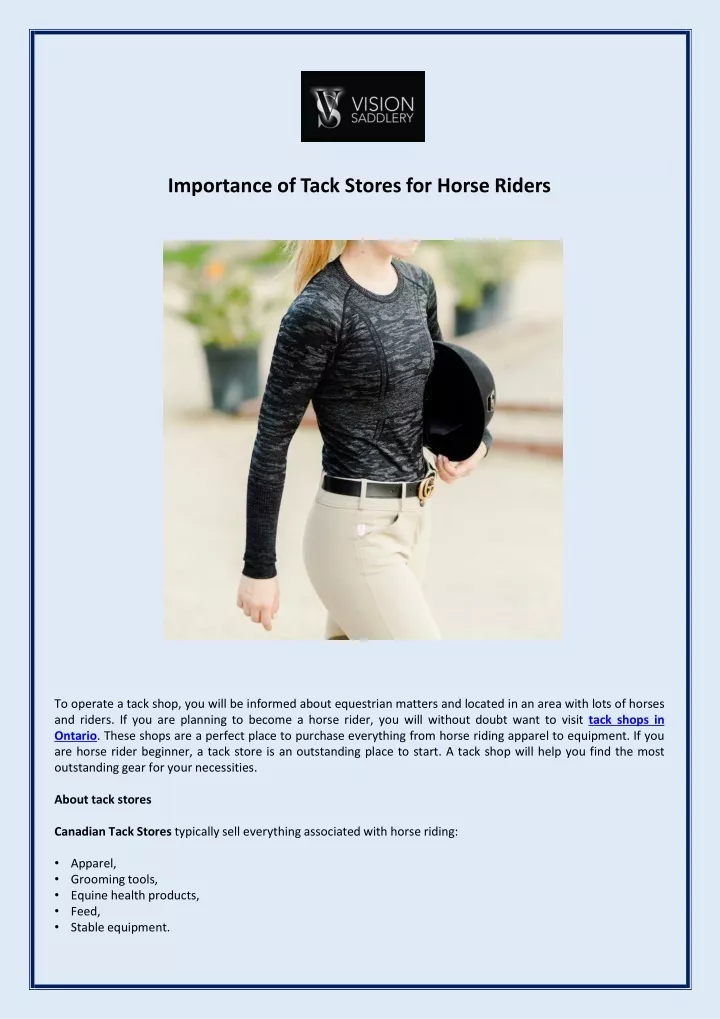 importance of tack stores for horse riders