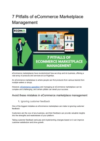 7 pitfalls of ecommerce marketplace management
