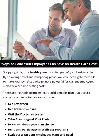 Ways You and Your Employees Can Save on Health Care Costs