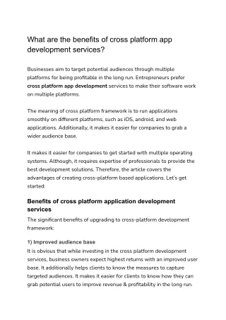 What are the benefits of cross platform app development services