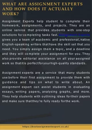 w h a t a r e a ss i g n m e n t e x p e r t s and how does it actually work
