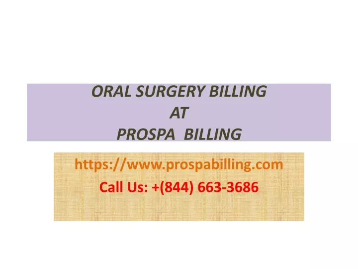 oral surgery billing at prospa billing