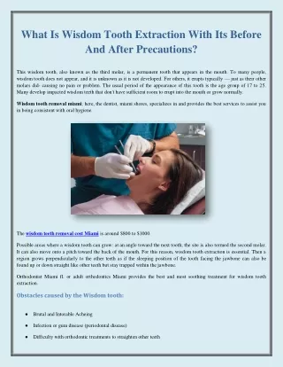 What Is Wisdom Tooth Extraction With Its Before And After Precautions?