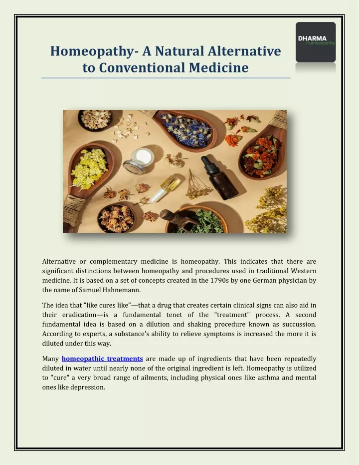 homeopathy a natural alternative to conventional