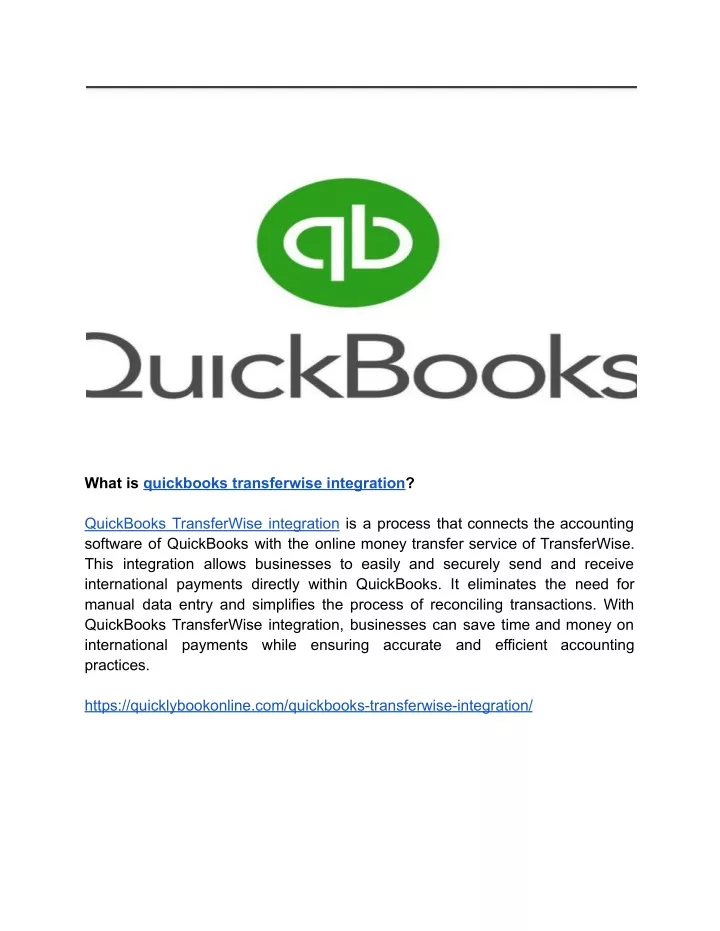 what is quickbooks transferwise integration