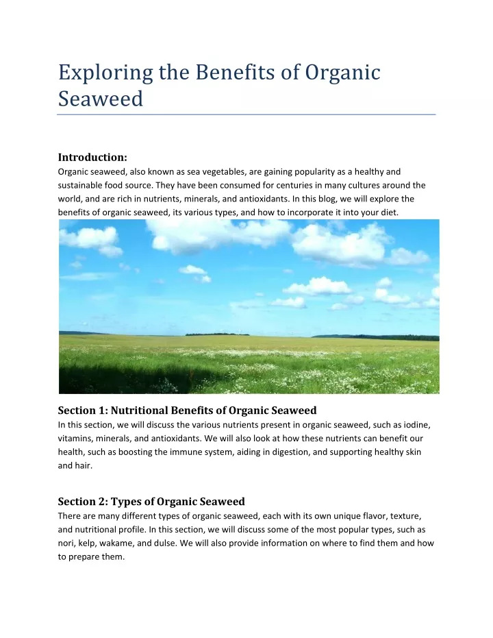 exploring the benefits of organic seaweed