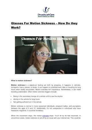 Glasses For Motion Sickness - How Do they Work?