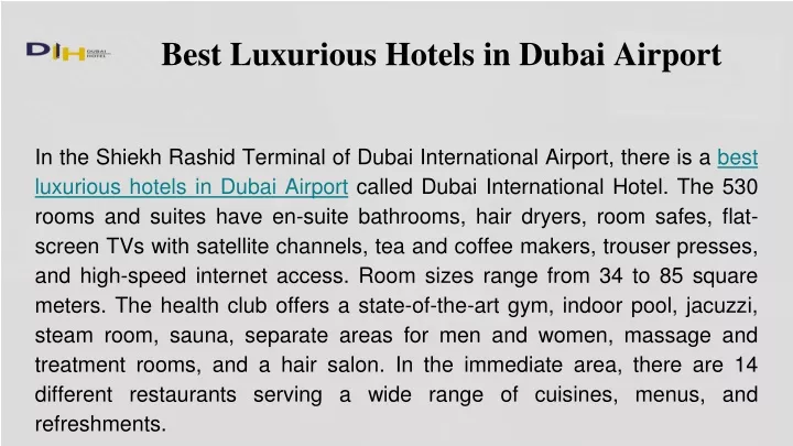 best luxurious hotels in dubai airport