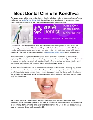 Best Dental Clinic In Kondhwa