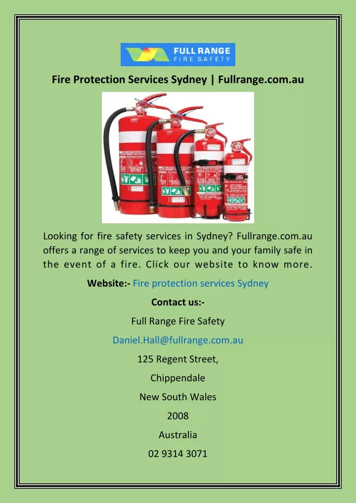 PPT - Fire Protection Services Sydney Fullrange.com PowerPoint ...