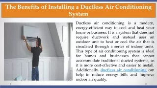 the benefits of installing a ductless