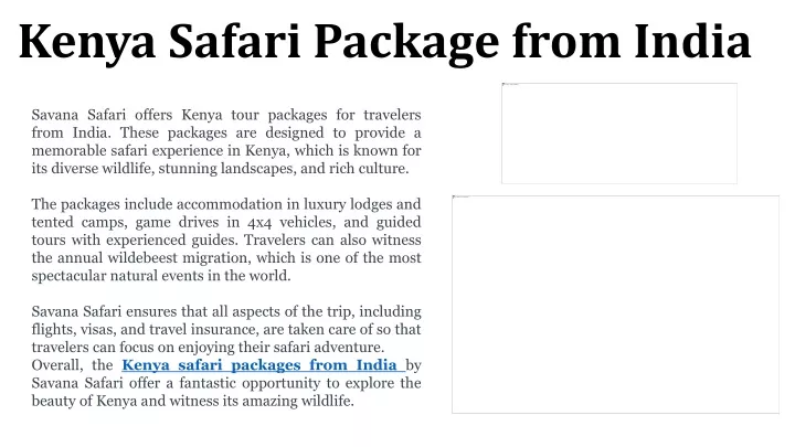 kenya safari package from india