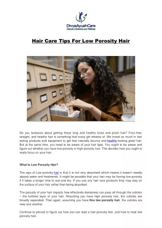 Hair Care Tips For Low Porosity Hair