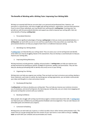 the benefits of working with a writing tutor