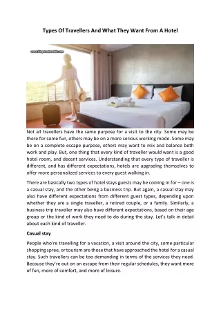 Types Of Travellers And What They Want From A Hotel