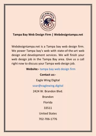 Tampa Bay Web Design Firm  Webdesigntampa.net