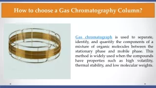 How to choose a Gas Chromatography Column