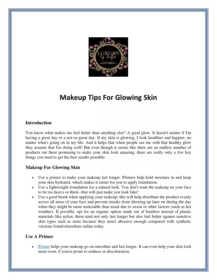 makeup tips for glowing skin