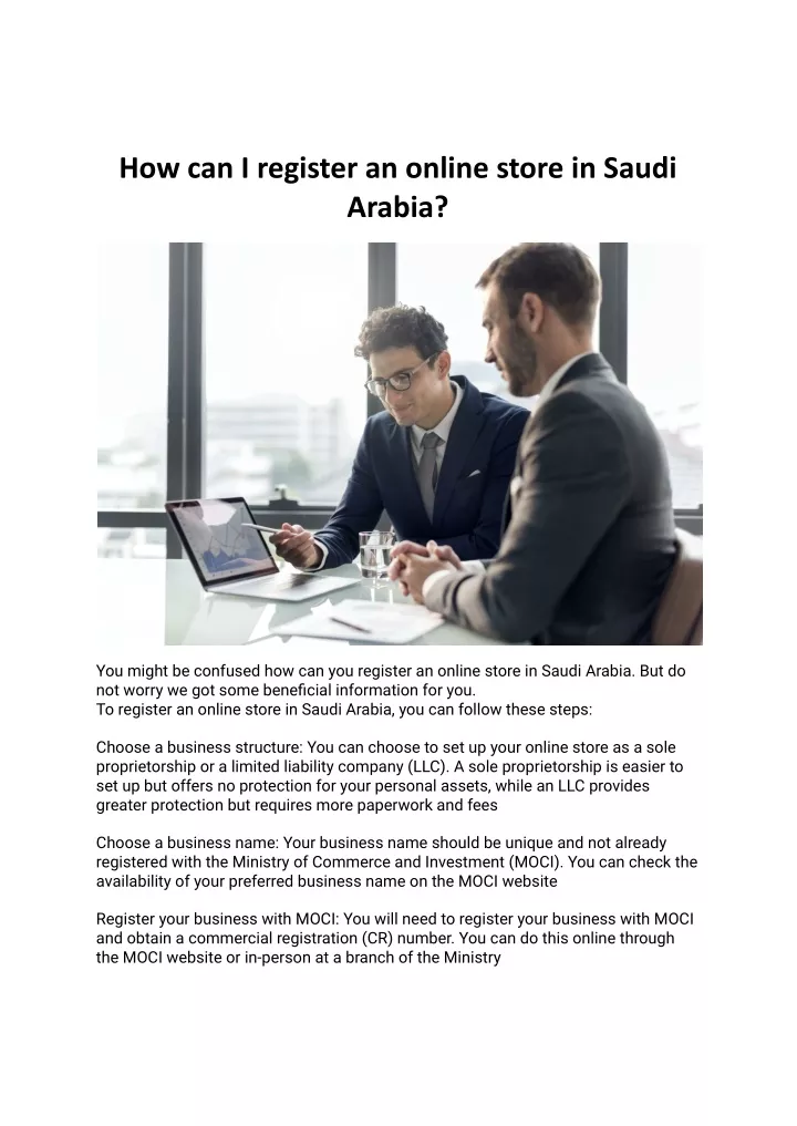 how can i register an online store in saudi arabia