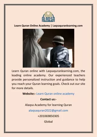 Learn Quran Online Academy  Laqsaquranlearning