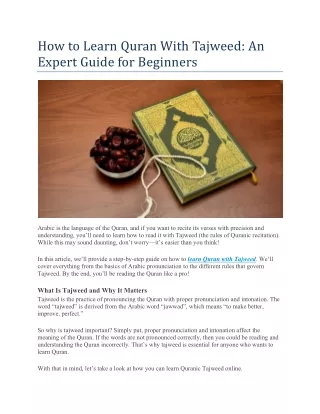 How to Learn Quran With Tajweed - An Expert Guide for Beginners
