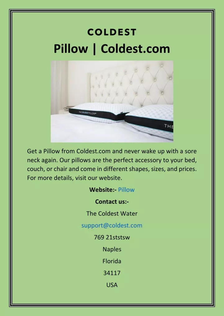 pillow coldest com