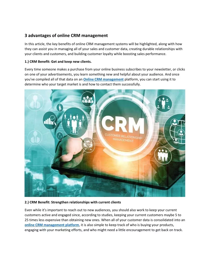 3 advantages of online crm management