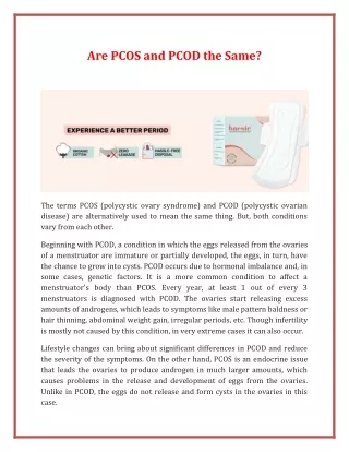 Are PCOS and PCOD the Same