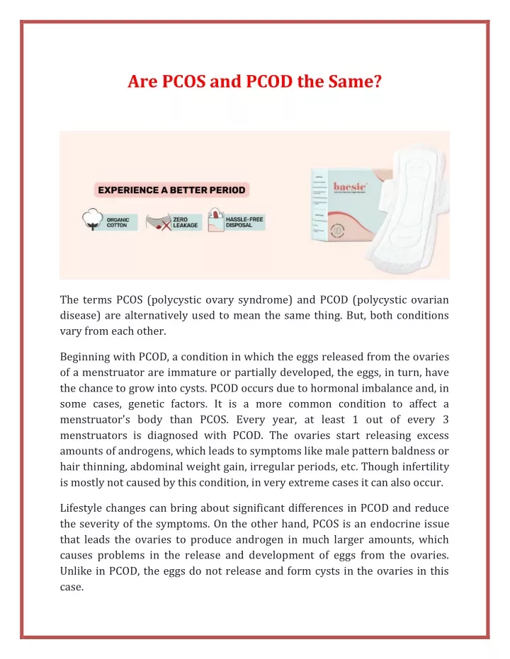 are pcos and pcod the same