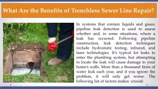 What Are the Benefits of Trenchless Sewer Line Repair