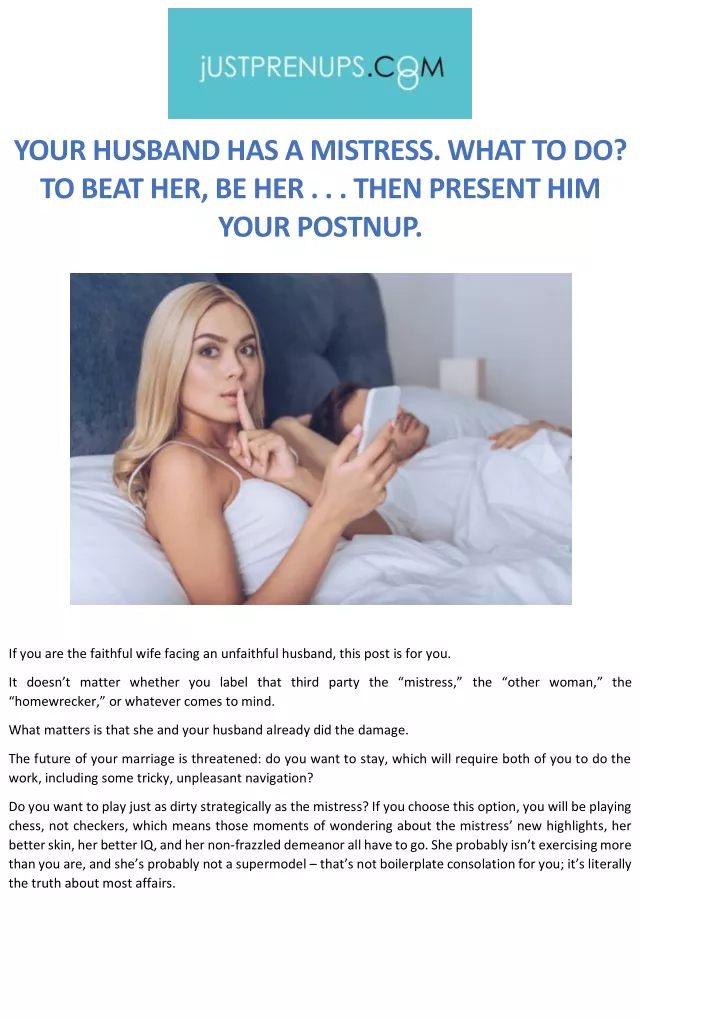 your husband has a mistress what to do to beat