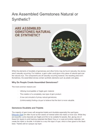 Are Assembled Gemstones Natural or Synthetic