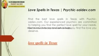 Love Spells In Texas  Psychic-saidev.com