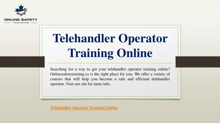 telehandler operator training online