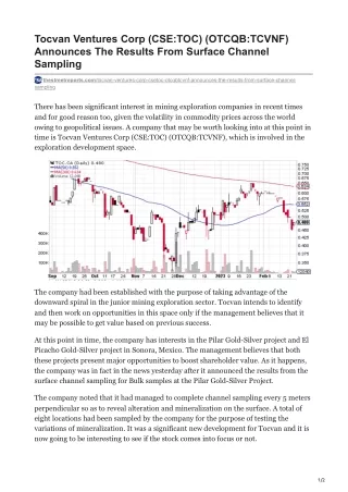 tocvan ventures corp cse toc otcqb tcvnf