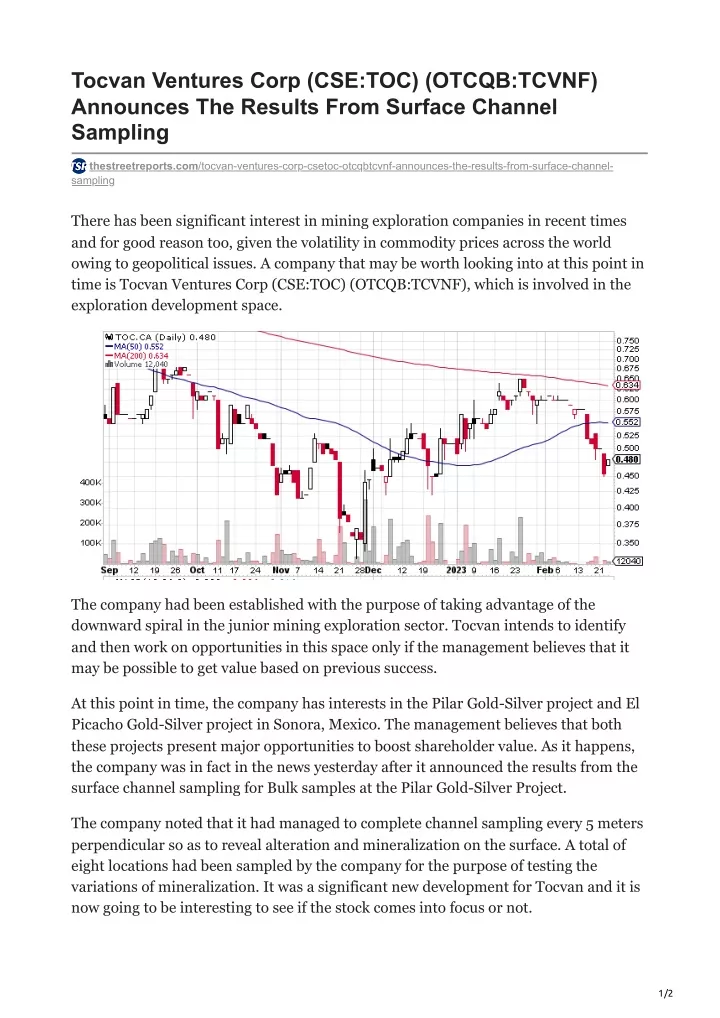 tocvan ventures corp cse toc otcqb tcvnf