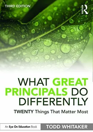 free pdf What Great Principals Do Differently: Twenty Things That Matter Most