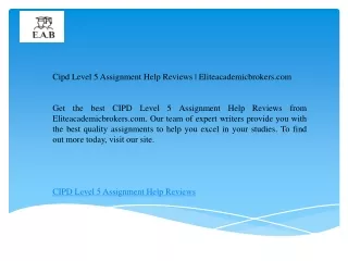 Cipd Level 5 Assignment Help Reviews    Eliteacademicbrokers.com