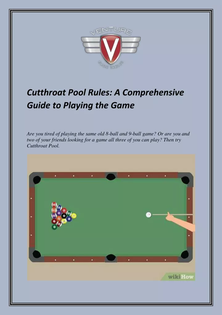 cutthroat pool rules a comprehensive guide