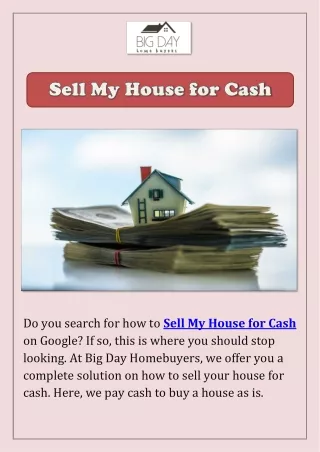 Sell My House for Cash | Big Day Homebuyers