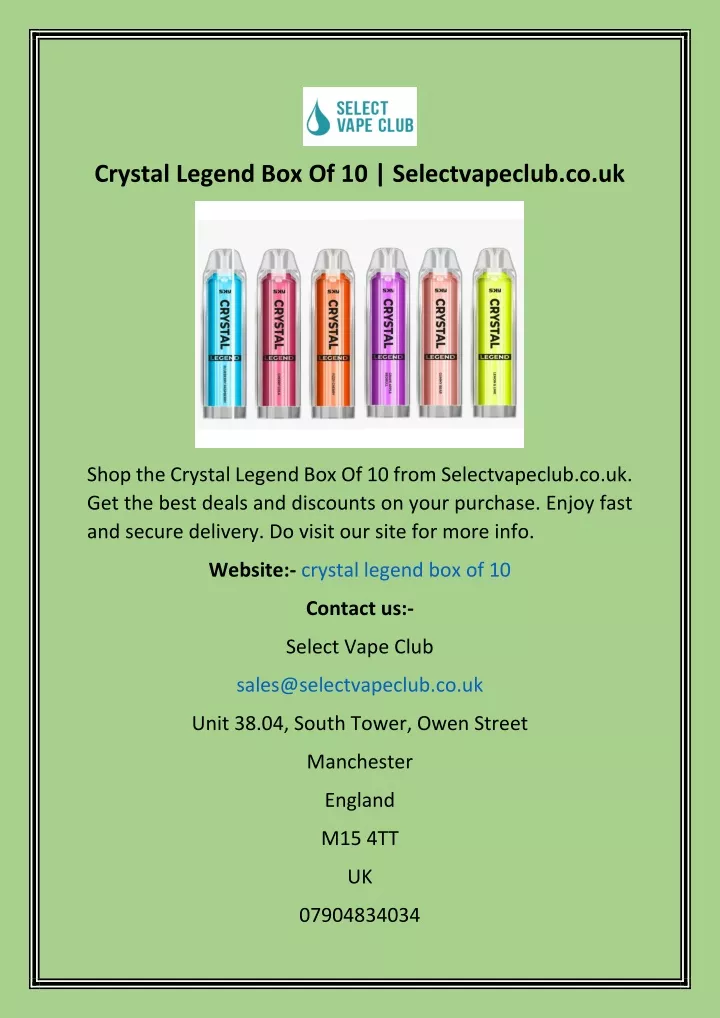 crystal legend box of 10 selectvapeclub co uk