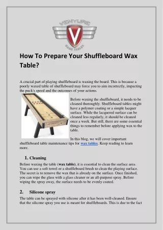 How To Prepare Your Shuffleboard Wax Table