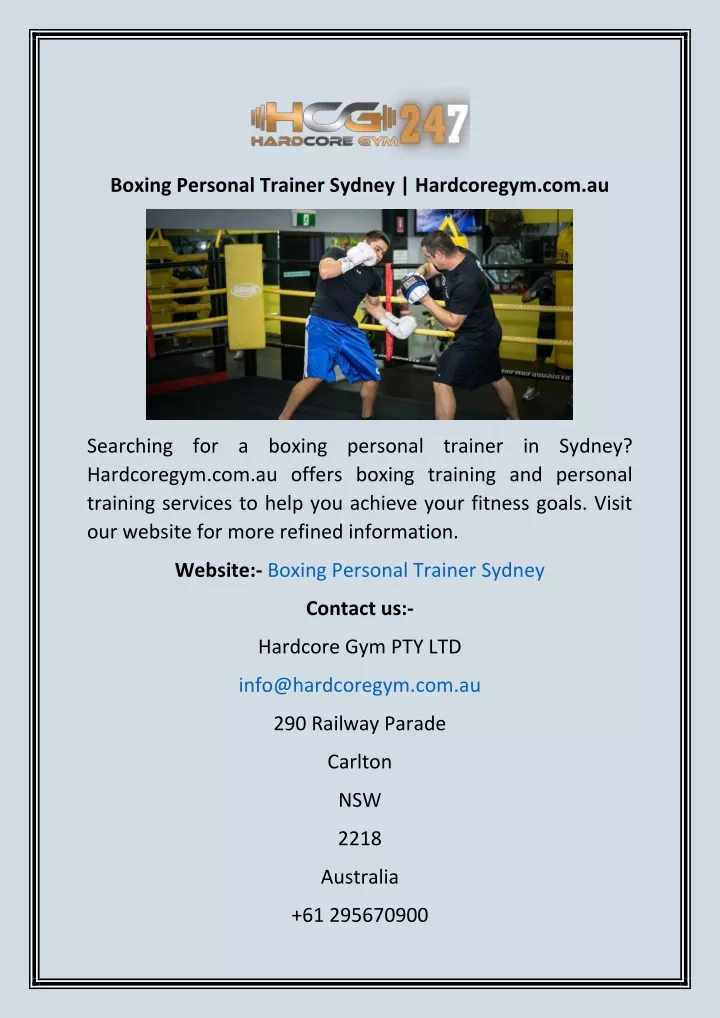 boxing personal trainer sydney hardcoregym com au