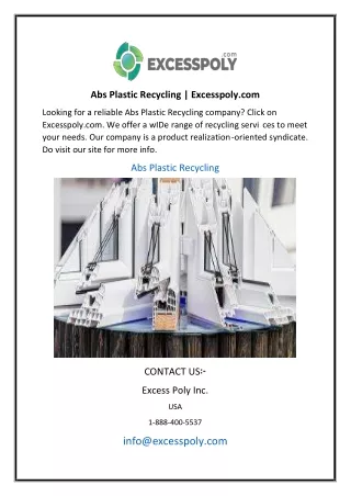 Abs Plastic Recycling  Excesspoly.com