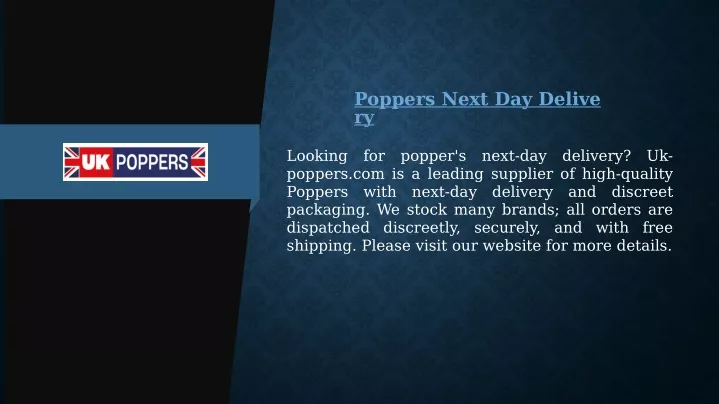 poppers next day delive ry