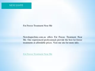Fat Freeze Treatment Near Me   Newshapeclinic.com.au