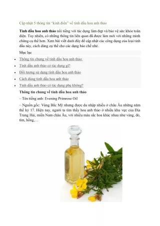 Cập nhật 5 thông tin kinh điển về tinh dầu hoa anh đào