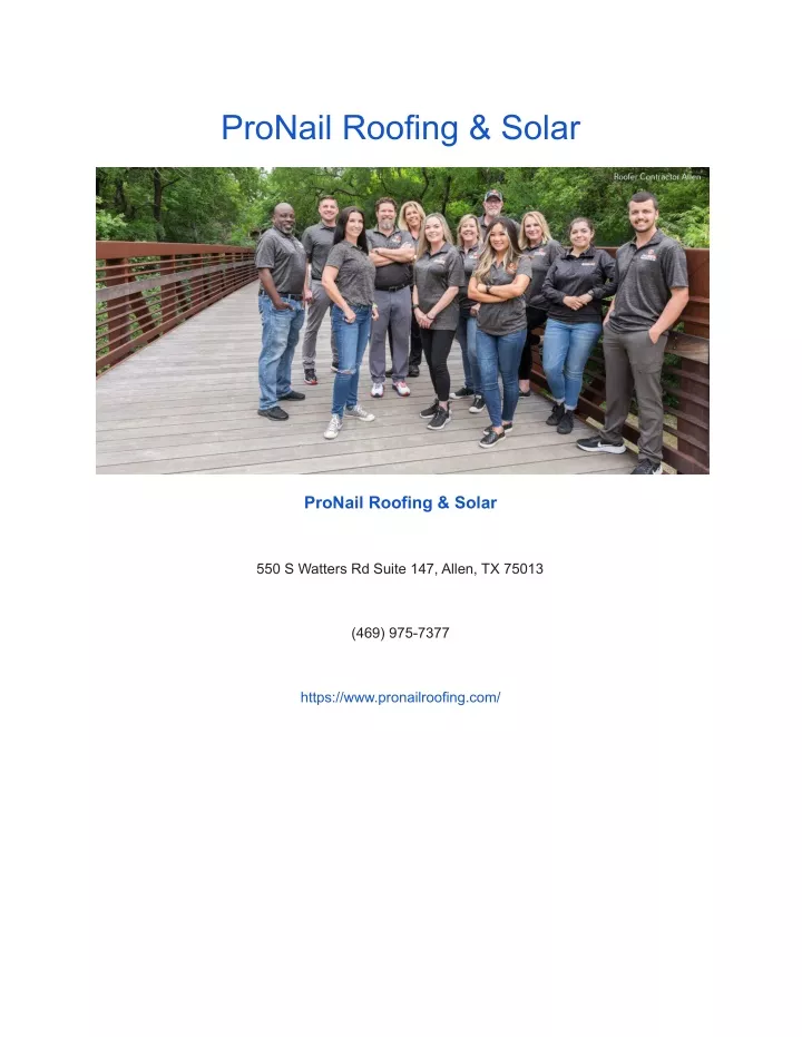 pronail roofing solar